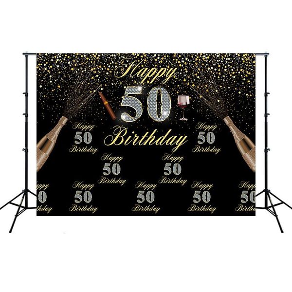 

party decoration happy 50th birthday gold backgrounds pography backdrops hl47