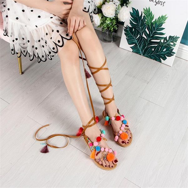 

color fur tassel strap flat sandals style toe sandals women 2021, Black