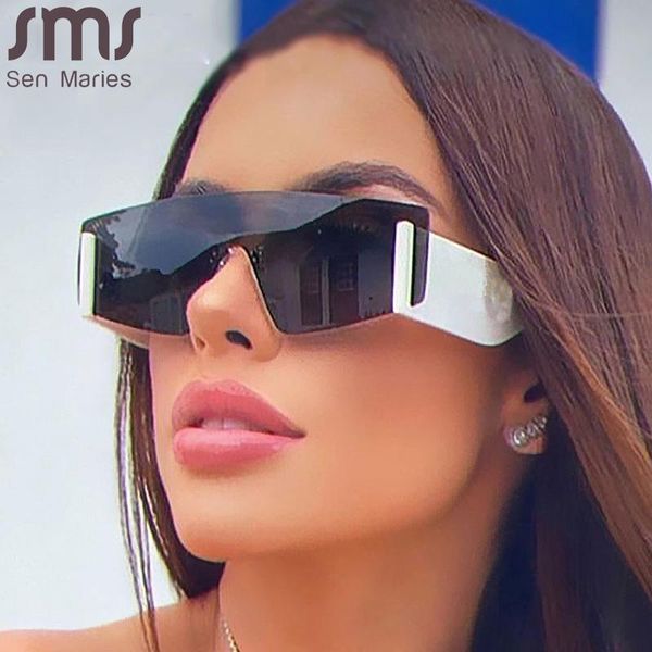 

sunglasses square oversized one lens brand designer rimless fashion men women shades uv400 vintage glasses, White;black