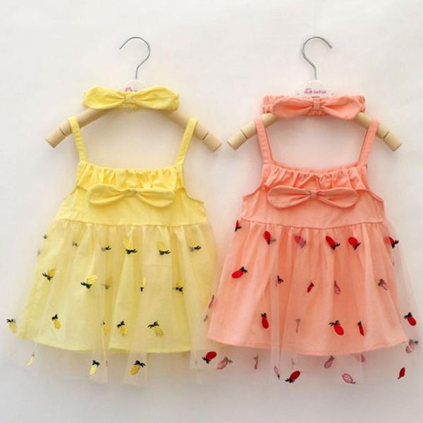 

girl's dresses summer sleeveless girls suspender dress printing jumper princess mesh children casual wear clothing, Red;yellow
