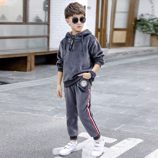 

cloth zhongda children's gold veet boys' suit 2021 spring and autumn new two piece sweater, White
