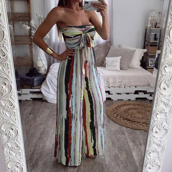 

women's jumpsuits & rompers women fashion ladies clubwear summer playsuit jumpsuit romper striped lace up long pants party trousers, Black;white