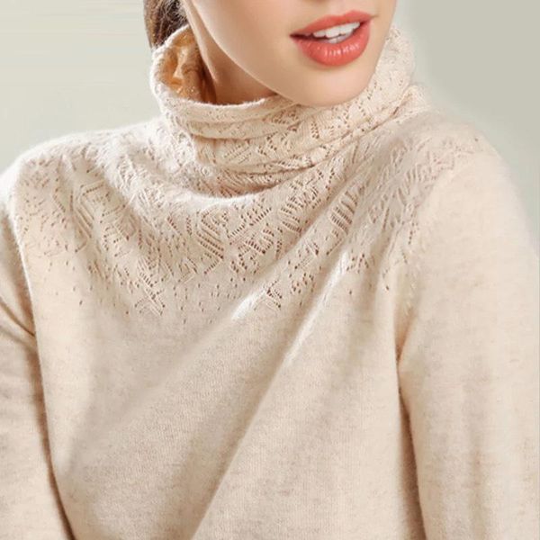 

women's sweaters turtleneck cashmere cotton blend openwork carve sweater women 2021 autumn winter jumper sweter robe pull femme pullove, White;black