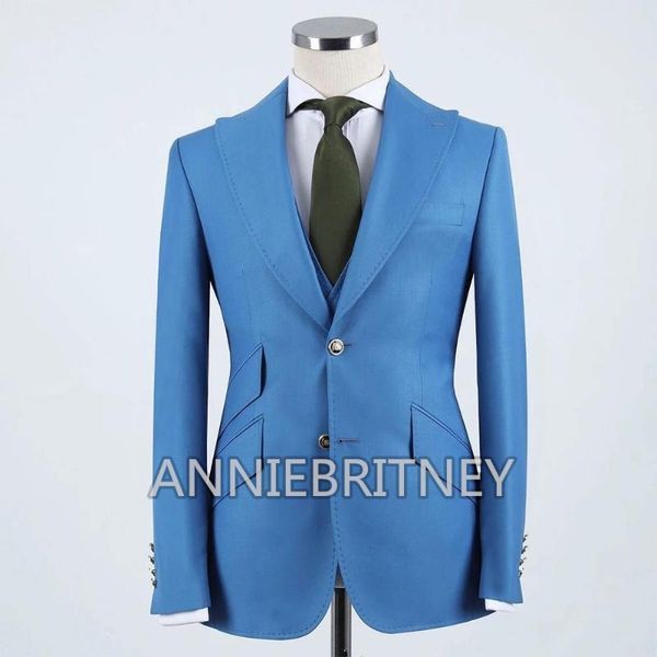 

men's suits & blazers (jacket+pants+vest)casual fashion luxurious business men for wedding man tuxedos slim fit blue, White;black