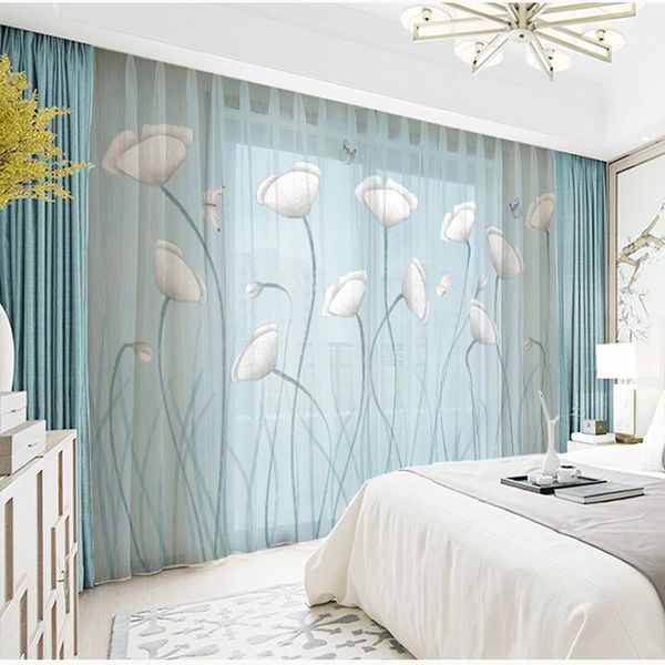 

curtain & drapes custom chiffon window drape for nursery kids children living room floral blossom white khaki gray brown pink blue