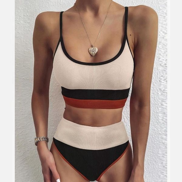 

women's swimwear high waist bathing suit women two piece tankini swimsuits swimming for beach wear bikinis 2021, White;black