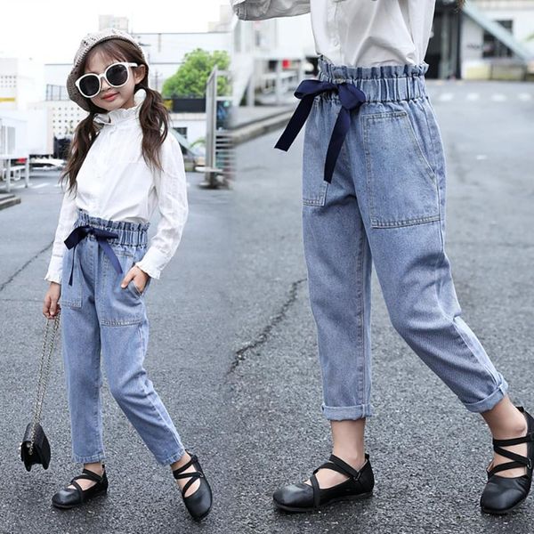 

girls casual pants denim jeans spring fashion clothes kids costume trousers girls pants clothing for 1-10 years children, Blue