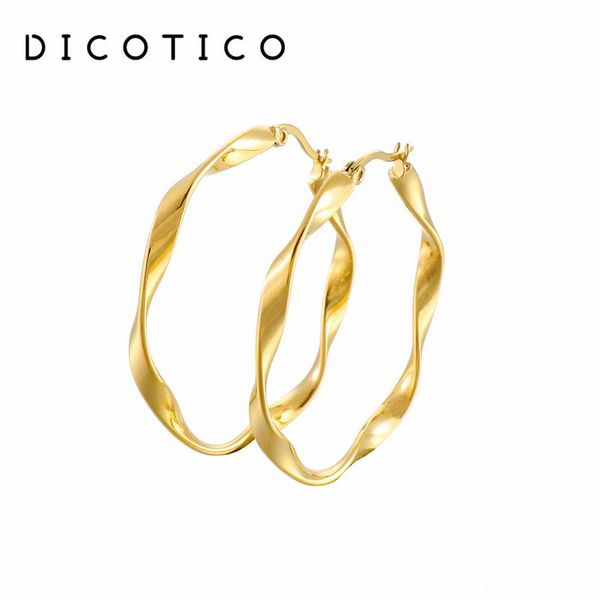 

hoop & huggie earrings for women 2021 trend twisted stainless steel beautiful female piercing fashion jewelry accessory, Golden;silver