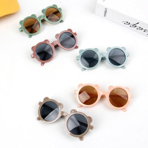 

cartoon round kids sunglasses boys girls vintage sun glasses uv protection classic children eyewear caps & hats1, Yellow