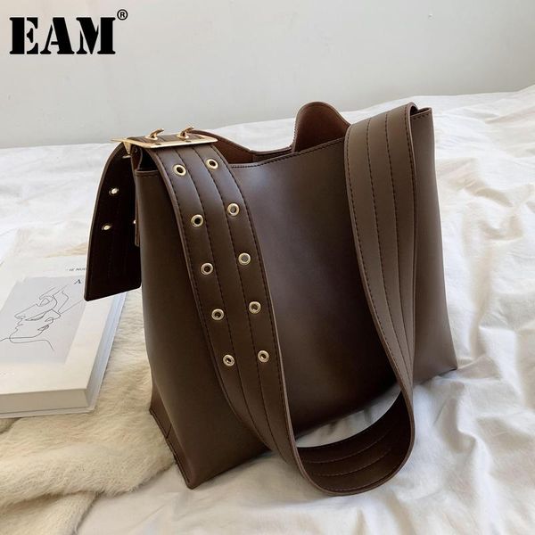 

cross body [eam] women wide strap large capacity pu leather personality all-match crossbody shoulder bag fashion tide 2021 18a1527