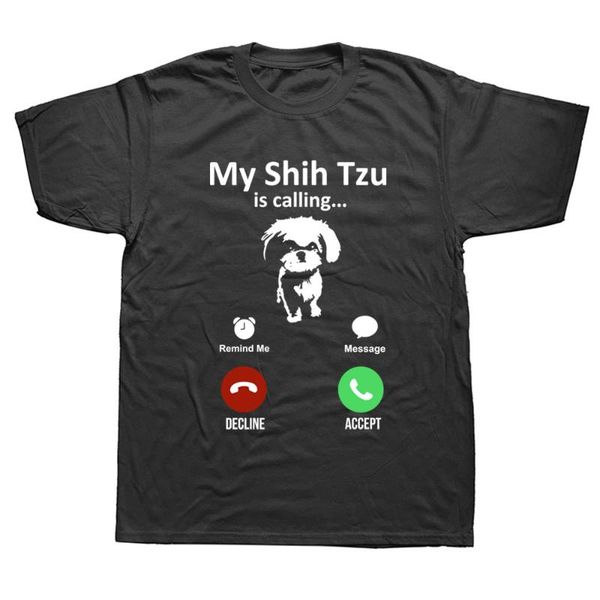 

men's t-shirts my shih tzu is calling t shirt gift men short sleeve hip hop graphic harajuku animals pet dog lover t-shirt boyfriend, White;black