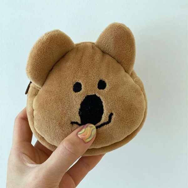 

pencil bags ins style cute coin purse bear head storage bag fashion girl cosmetic soft embroidered girls wallet cartoon brown