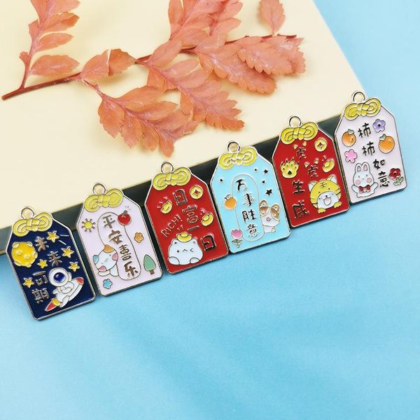 

charms 10pcs chinese style tag pendant jewelry accessories diy alloy enamel charm earrings keychain, Bronze;silver
