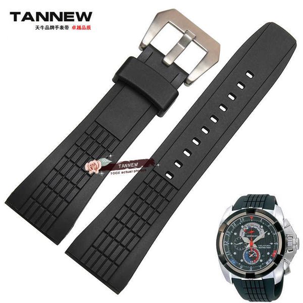 

watch band for seiko srh 006 013 spc007 watchband waterproof rubber 26mm black silicone with stainless steel buckle strap h0915, Silver