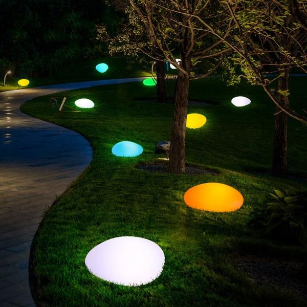 

rechargeable led illuminated pebble stone light lamp rgb landscape night light walkway path garden outdoor poolside home decor