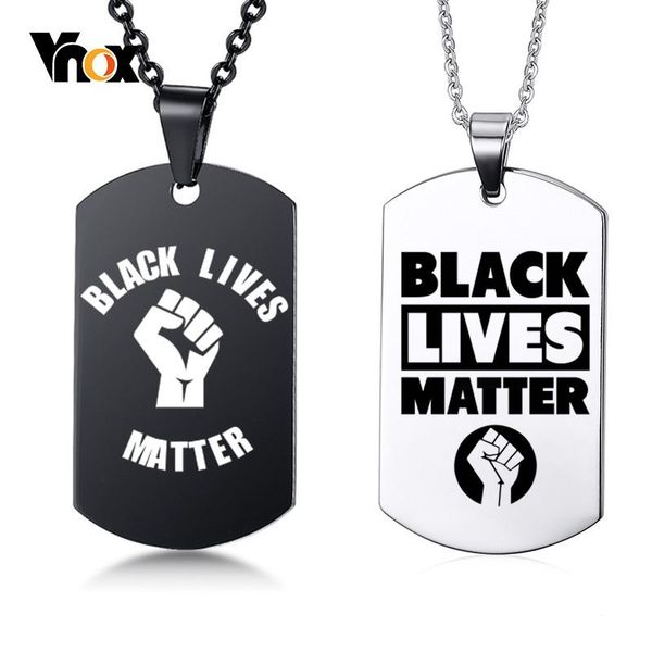 

pendant necklaces vnox black lives matter dog tag for men women stainless steel necklace casual 2021 fashion jewelry, Silver