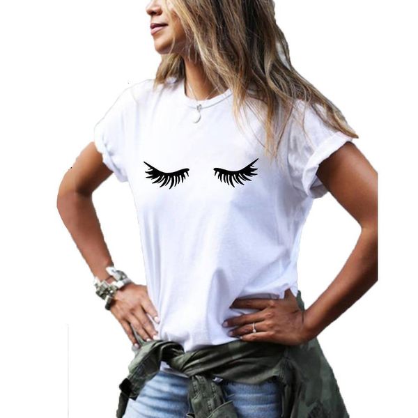 

eyelash graphic tee women summer short sleeve cotton funny t shirt women black white tshirt women casual poleras mujer