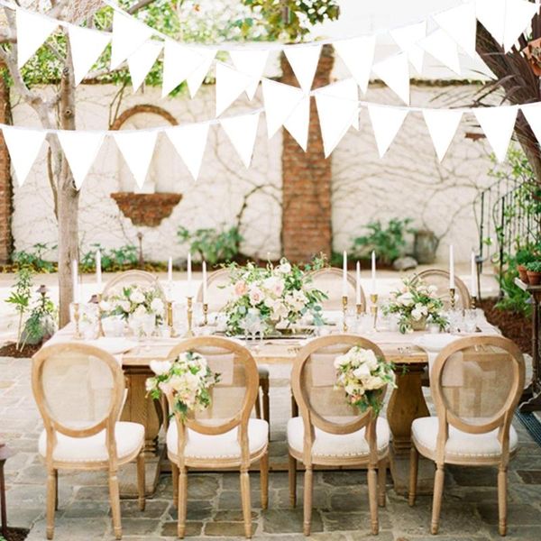 

party decoration 10m white non-woven pennant wedding banner background triangle flags bride bunting diy garland home festival decor