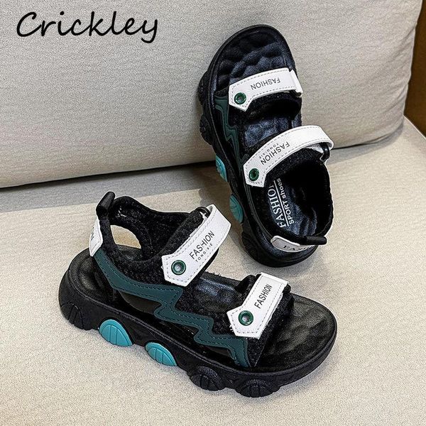 

sandals summer child mesh breathable sprot sandal for kids boy soft sole non slip comfortable footwear children's shoes, Black;red