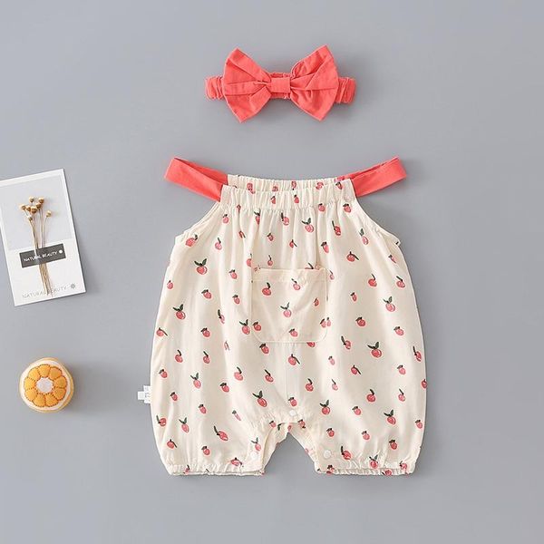 

jumpsuits 2021 born baby girls sleeveless cotton romper floral clothes 0-2y, Blue