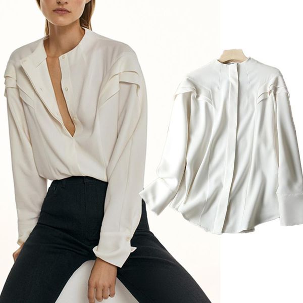

withered autumn blouse women england style fashion office lady solid ruffles elegant casual blusas mujer de moda 2020 shirt, White