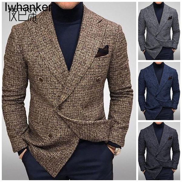 

men's suits & blazers plaid business casual coat, White;black