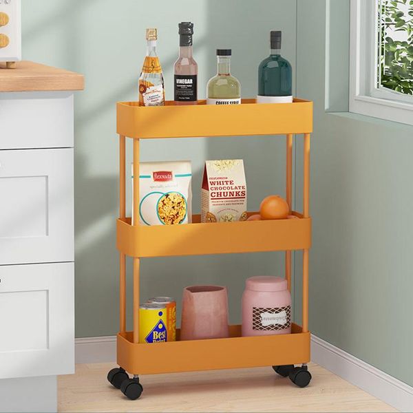 

hooks & rails 2/3 layer floor shelf movable bathroom storage rack multifunctional kitchen with rolling wheel home accessories