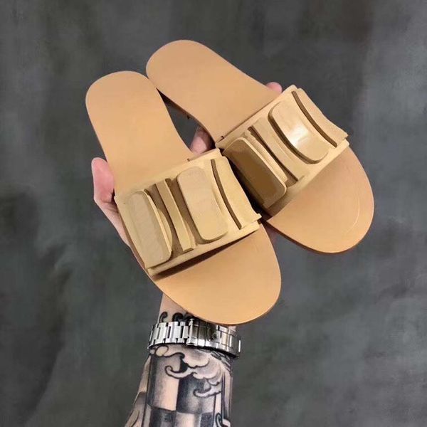 

slipper women sandals hollow out logo flat slippers sandal studded girl shoes arrivel jelly platform slides lady flip flops with box, Black