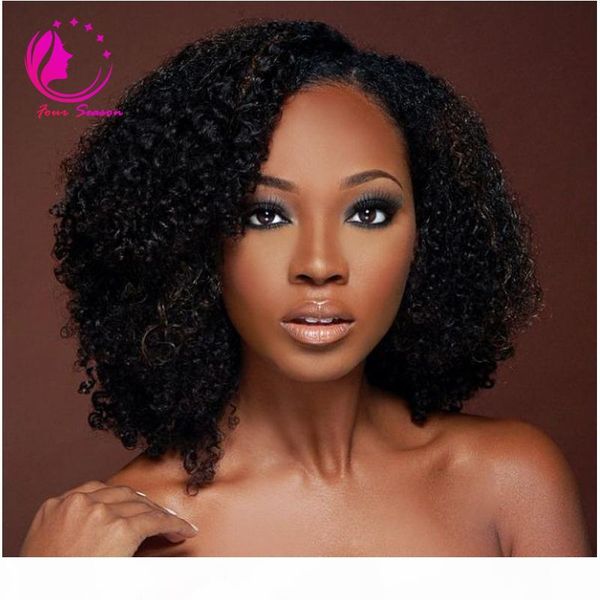 

virgin brazilian short afro kinky curly u part wig glueless upart virgin human hair wigs 10-22inch for black women ing, Black;brown