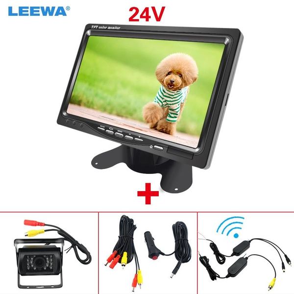 

car video leewa dc 9v-36v bus truck 7" lcd monitor with rear view parking camera system 2.4g wireless & cigarette lighter optional
