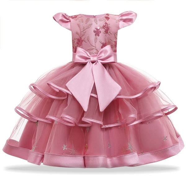 Abito da ragazza principessa in pizzo per 2-10 anni Abbigliamento per feste di compleanno per ragazza Abiti da sposa per bambini Tutu di fiori Prom Comunione Custome 210303