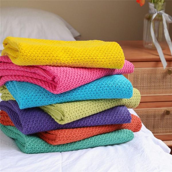 

blankets candy colors knitted blanket for children siesta shawl swaddling born thermal soft baby kids sleep