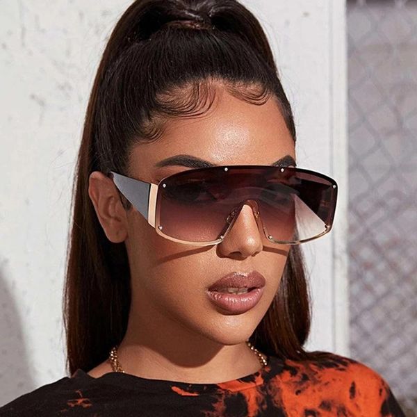 

sunglasses european and american trend big frame one-piece glasses men women street shooting personality, White;black