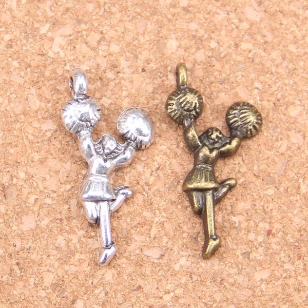 92 adet Antik Gümüş Kaplama Bronz Kaplama Tezahürat Cheerleader Charms Kolye DIY Kolye Bilezik Bileklik Bulguları 29 * 14mm