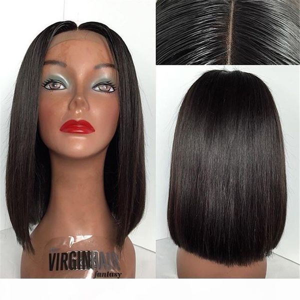 

brazilian straight human hair full lace wigs with baby hair glueless lace front bob wig bleach knots for black women, Black;brown