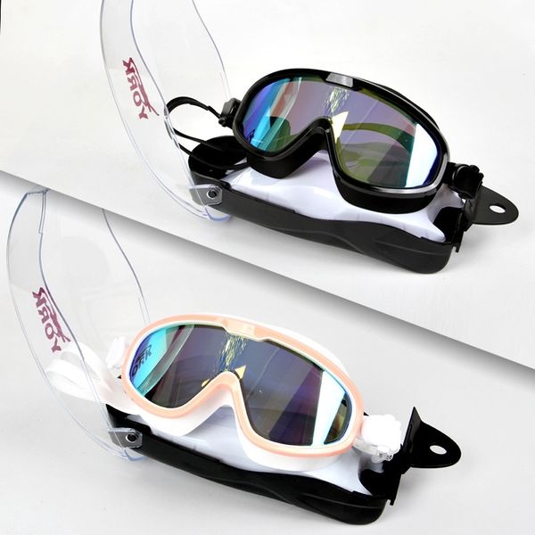 

protective electroplated flat frame waterproof and antifogging silica gel outdoor diving swimming glasses for cycling