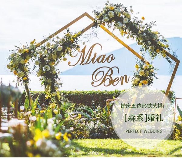 

party decoration 2pcs wedding stage metal garden arch hexagon