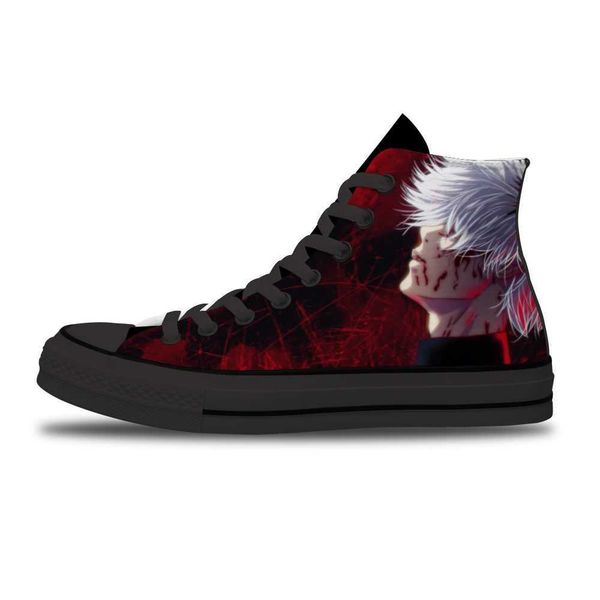 

tokyo ghoul diy customized japanese anime running non-slip flat shoe for men's high-canvas shoes