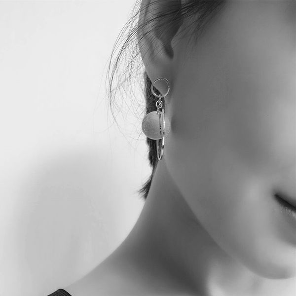 

jewelry fashion korean temperament versatile copper geometric ring sequin earrings b1212, Silver