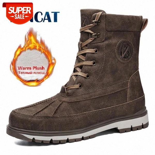 

new warm plush snow boots men lace up casual high men's boots waterproof winter anti-slip ankle motorcycle #fv1k