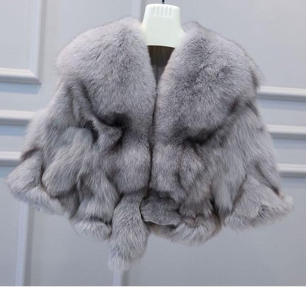

women's fur & faux 100% real grey jacket 3/4 sleeve large collar jackets coat women plus size custom, Black