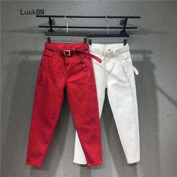 

women's pants & capris red harem trousers spring summer white korean ladies loose clothing casual black high waist pencil, Black;white