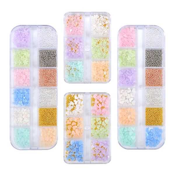 

nail art decorations 1 box flower decoration mixed size steel ball gold silver gem manicure tool accessories diy nails design charm, Silver;gold