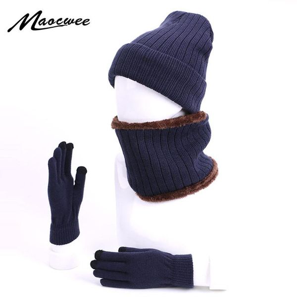 

hats, scarves & gloves sets fashion winter skullies beanies hat scarf set for men and women 3pcs warm knitted beanie cap with lining ring gl, Blue;gray