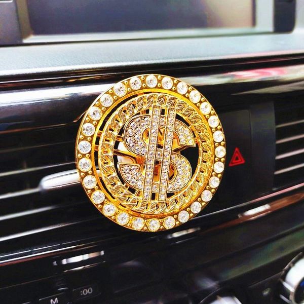 

car air freshener luxury diamond gold coin perfume clip creative rotatable dollars vent accessories interior