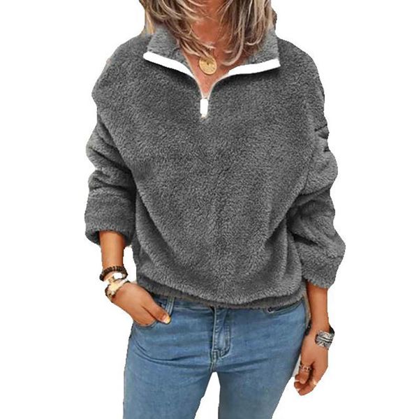 

explosive autumn and winter women's new style jacket plus fleece sweater double-sided fleece jacket women, Black;brown