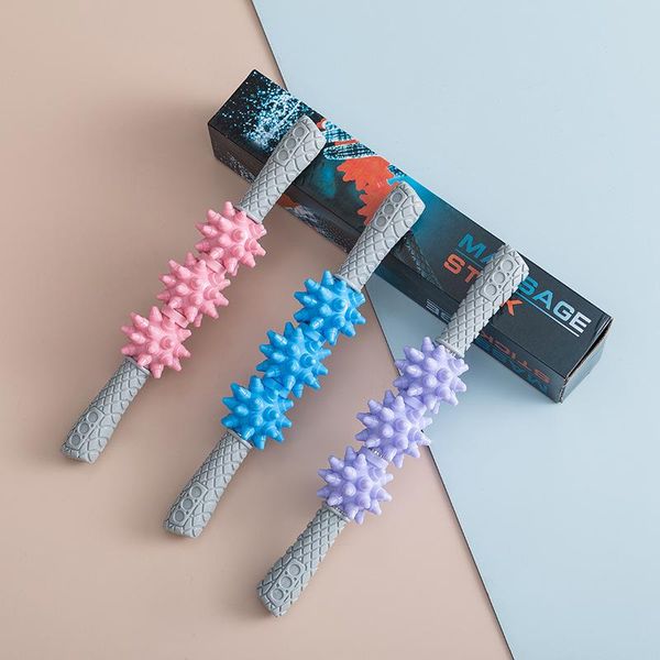 

resistance bands massage stick gym muscle roller yoga body relax tool anti-cellulite trigger point with 3 spiky ball
