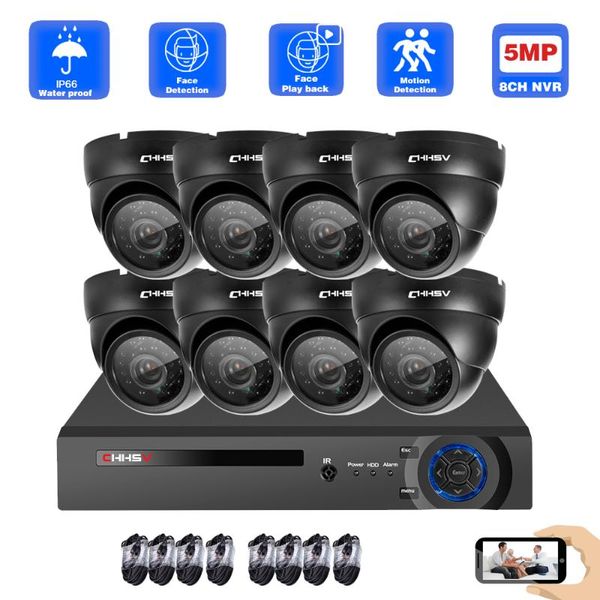 

wireless camera kits chhsv ai face-recording detection h.265 8ch 5.0mp poe ip system outdoor ir-cut cctv video surveillance recorder kit