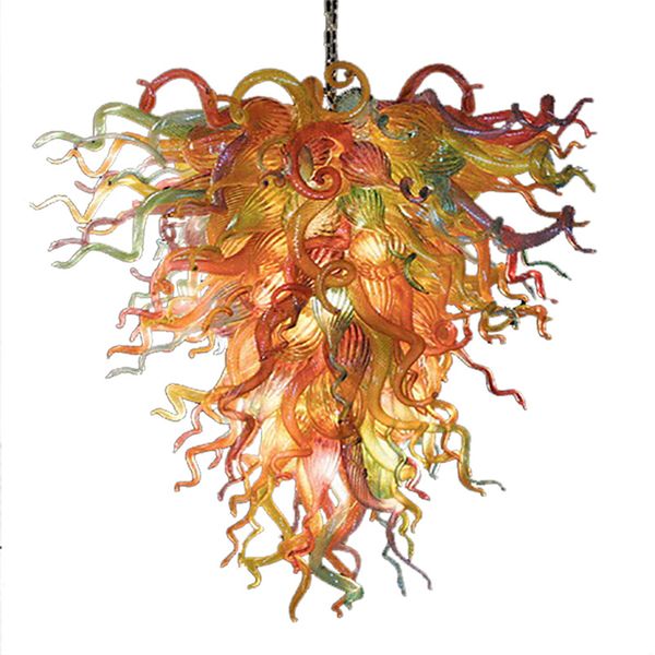 

hand-blown glass crystal chandelier led art pendant lamps orange w90x120cm indoor lighting modern living room decoration