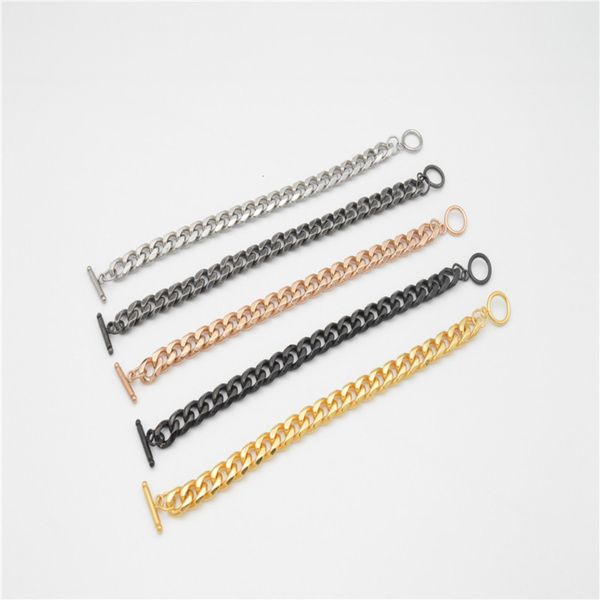 

men's domineering chain metal hip hop high street ancient silver bracelet, Black